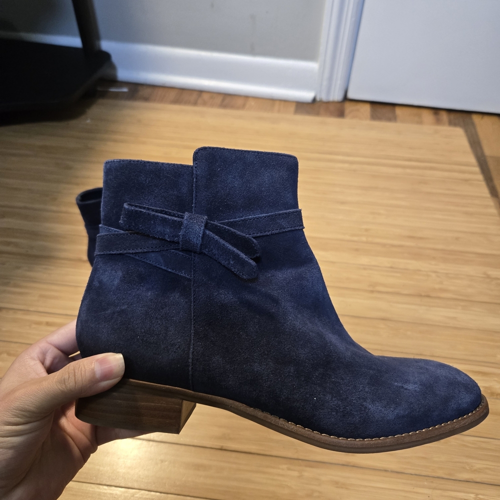 Elegant Navy Suede Ankle Boots
